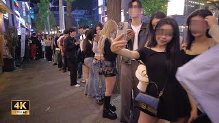［Hongdae 4K］Seoul Night Walk!! ~ Huge waiting line!! ~ I am the prettiest person in Hongdae ~~ !!