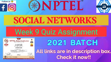 Social Networks | Week 9 Answers 2021| NPTEL ||