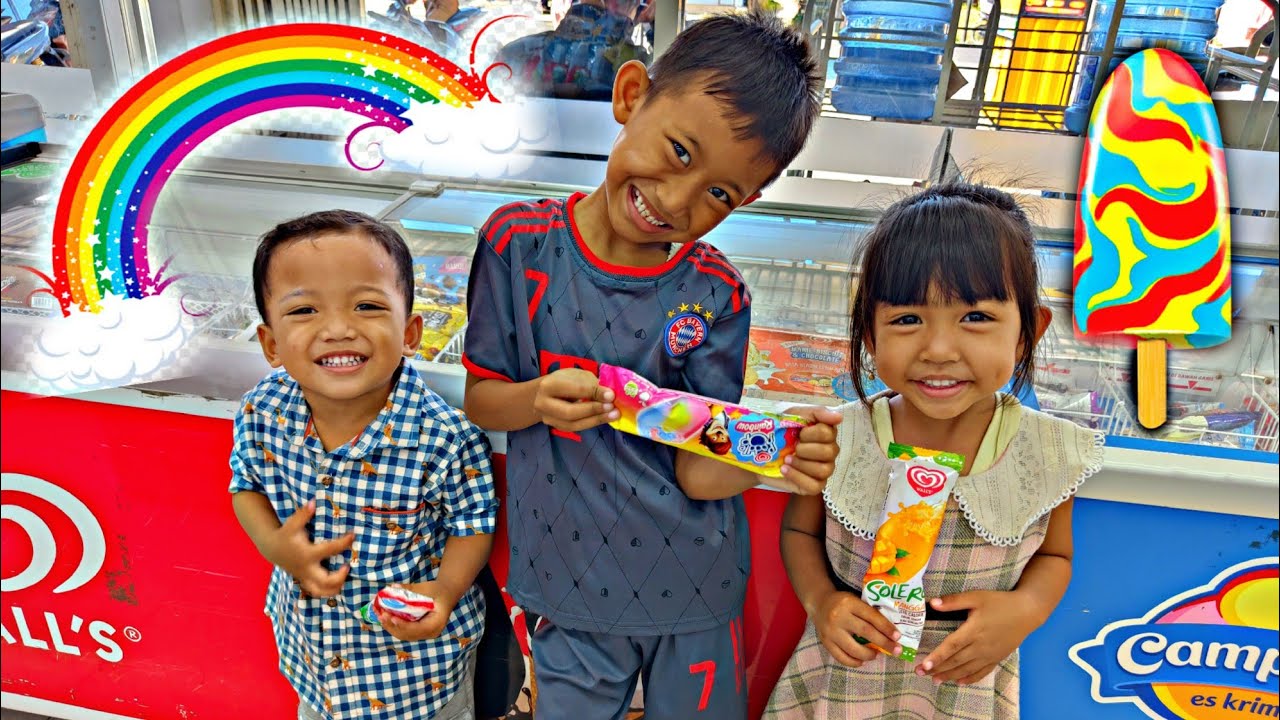 DRAMA BELI ES KRIM DI INDOMARET,ES KRIM PADDLE POP RAINBOW🌈,ES KRIM STRAWBERRY,ES KRIM MANGGA SOLERO