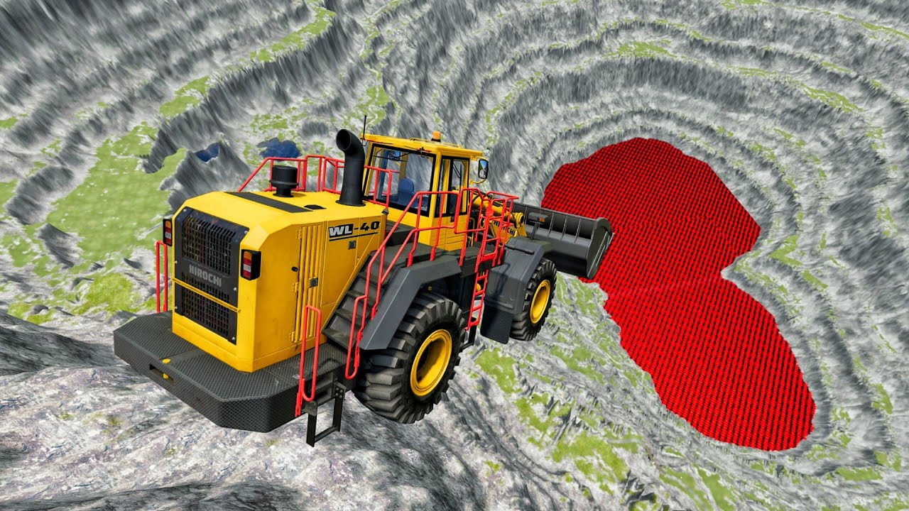 Leap Of Death 😱 | Heavy JCB, Car, Tractor & School Bus vs Lava Pit 🌋 | BeamNG.drive
