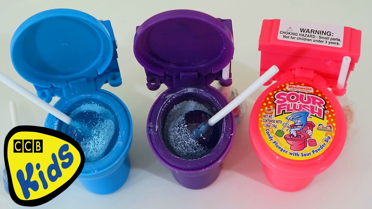 Kidsmania Sour Flush Toilet Bowl Candy Plunger com framboesa azul