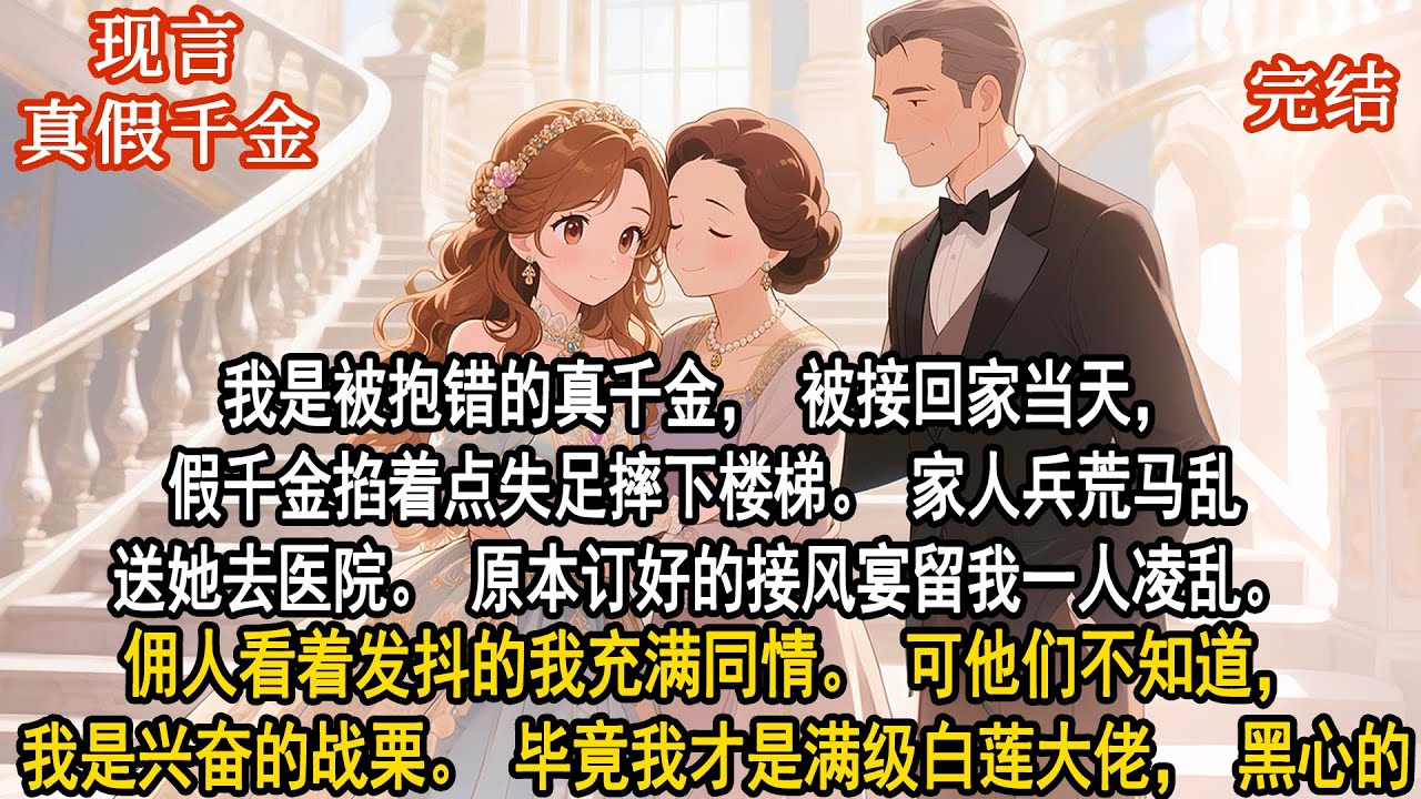 我是被抱錯的真千金，被接回家當天，假千金掐著點失足摔下樓梯。家人兵荒馬亂送她去醫院。原本訂好的接風宴留我一人淩亂。傭人看著發抖的我充滿同情。可他們不知道，我是興奮的戰慄。畢竟我才是滿級白蓮大佬，黑心的