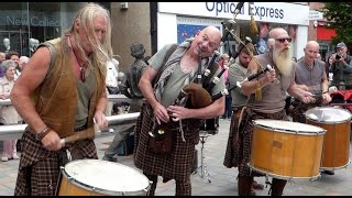 Bagpipes And Drums Music Of Best Scottish Tribal Bands City Centre Of Perth Perthshire Scotland