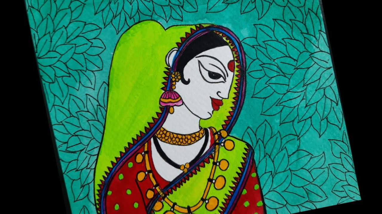 Indian Folk Painting for beginners | How to draw lady - YouTube