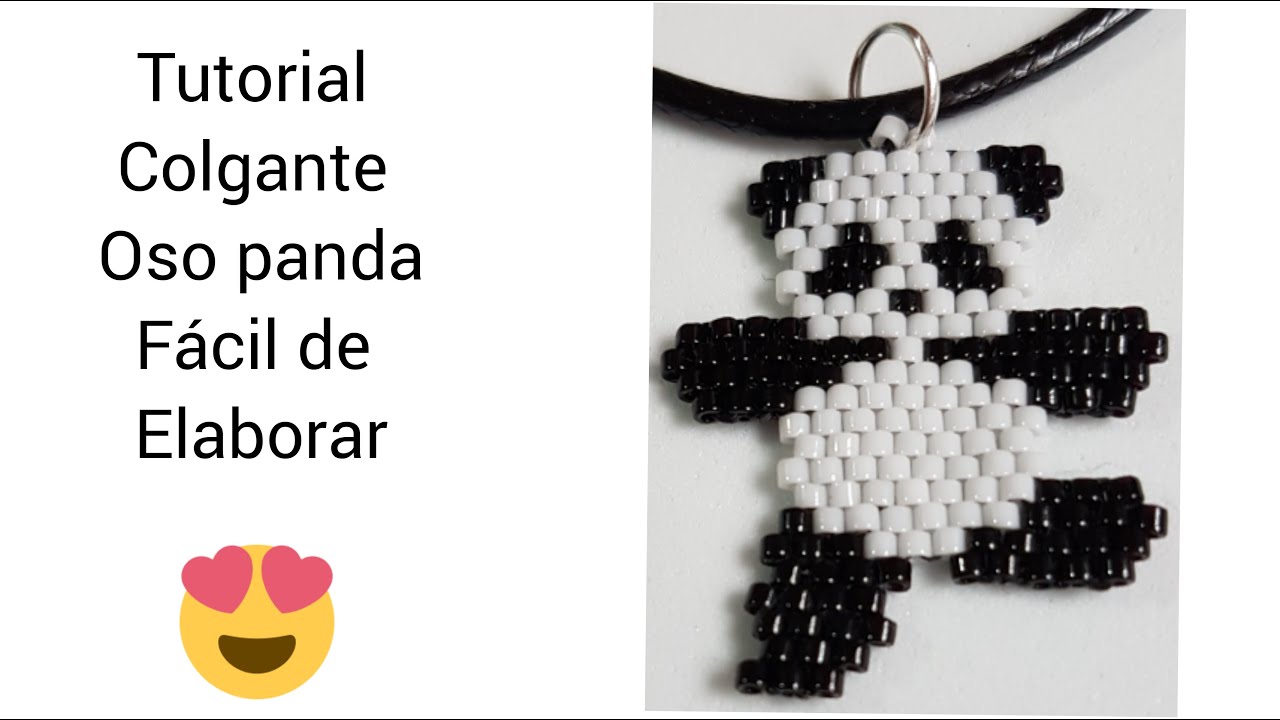 Cómo hacer colgante osito panda con MIYUKI, # forma fácil de hacer 🐼How to make a panda pendant