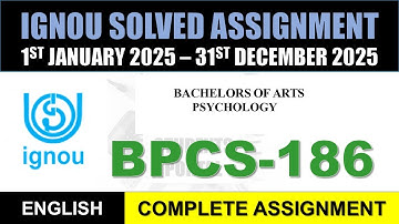 BPCS 186  Solved Assignment 2025-26 || bpcs-186 solved assignment in English || Jan 2025 to Dec 2025
