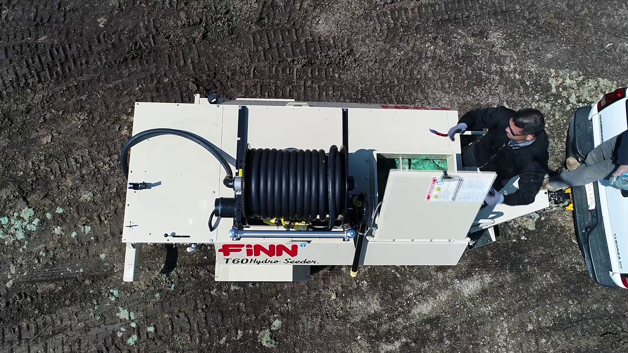 United Mixing, Spraying & Clean up FINN T 60 HydroSeeder for YouTube