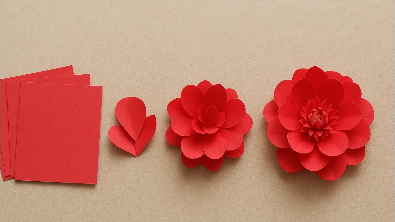 How to Make a Red Paper Flower | Simple Craft Idea💡