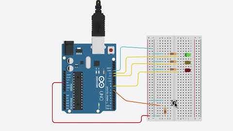 Semáforo con pulsador - Tinkercad