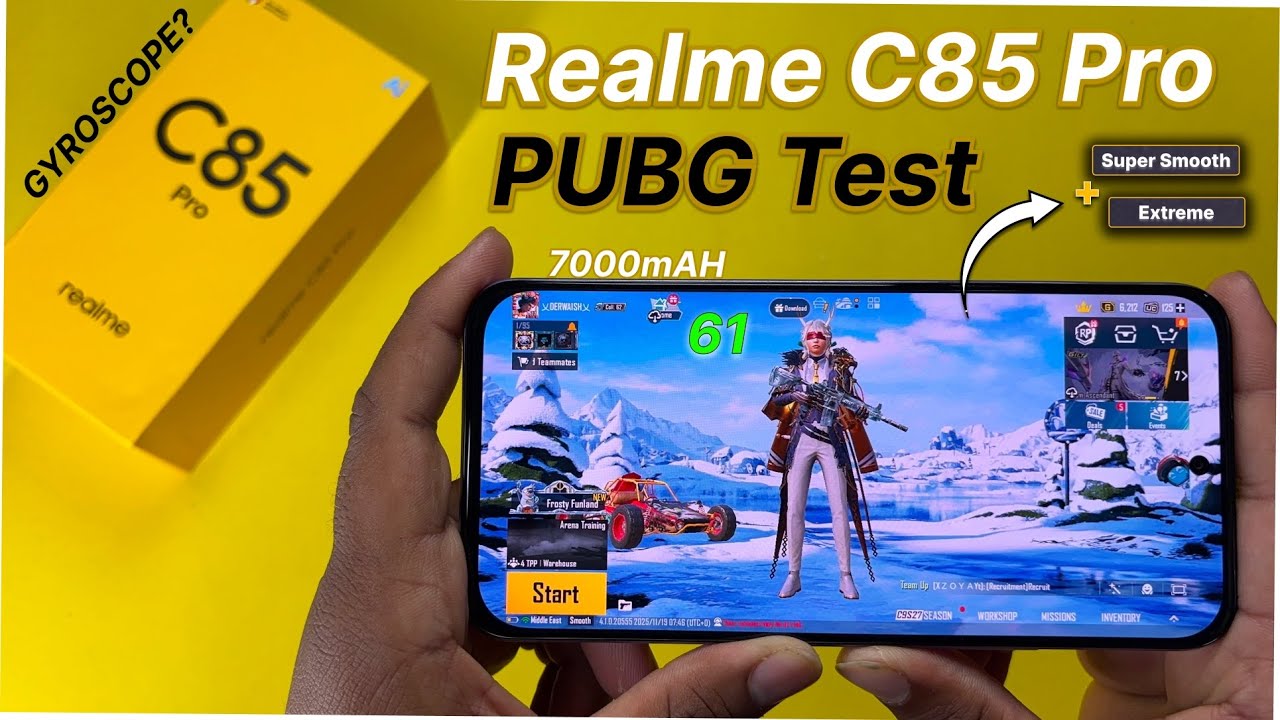 Realme C85 Pro Pubg Test | 120Hz Gaming Review - Battery, FPS & Heating Test🔥