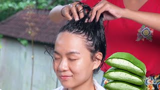 ASMR | $12 Hair Treatment using fresh aloe vera