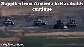 Large military convoy entering Nagorno Karabakh from Armenia