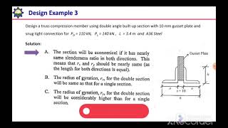 8. Design of compression members- Design Example 3- design of double angle section