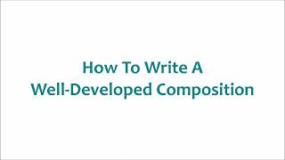 How to Write Well-Developed English Compositions