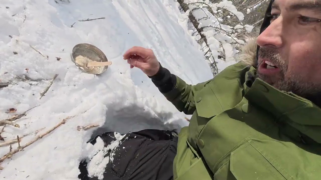 Snowshoeing in Southwest New Brunswick and making some quick bannok for a snack
