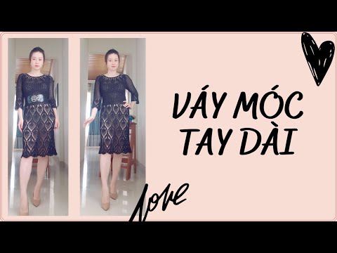 Video Váy Móc Tay Dài Họa Tiết Lá Hồng Đen | Uyên Áo Len - youtube