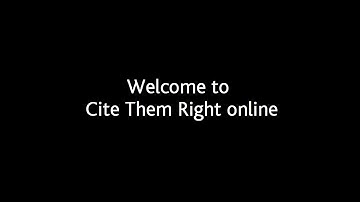 Welcome to Cite them right online