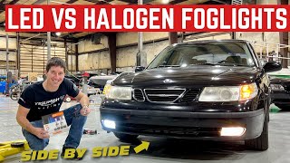 Testing LED Fog Lights VS Halogens In My SAAB 95