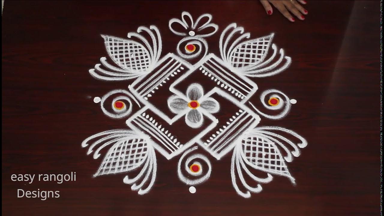 Vibrant Friday kolam designs with 4x4 dots - rangoli - YouTube