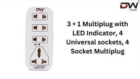 Digiway 3 + 1 Multiplug with LED Indicator, 4 Universal sockets