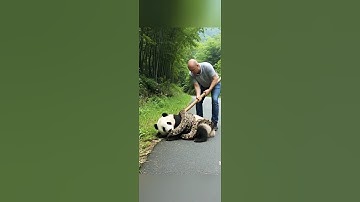 Panda in Peril: Hero Man Stops Python Attack #animals #shorts
