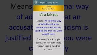 Idiom, It's A Fair Cop | Meaning With Example #english #easyenglisheveryday #dailyuseidioms