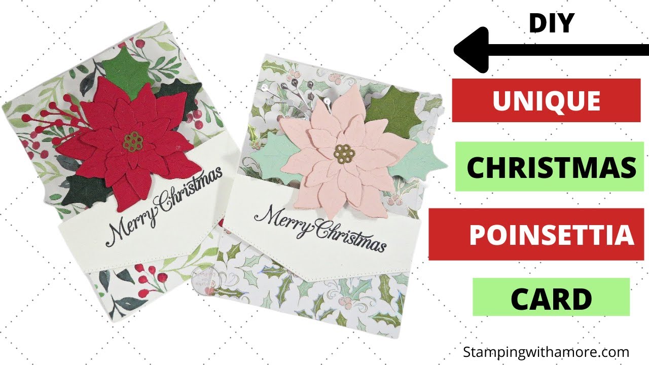 DIY, UNIQUE CHRISTMAS POINSETTIA CARD - YouTube