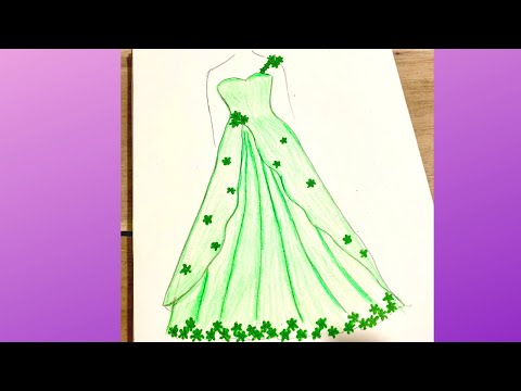 Vẽ váy công chúa đẹp đơn giản| Vẽ váy dạ hội đẹp đơn giản | draw a princess dress | Foci