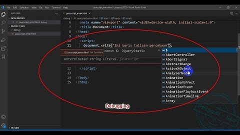 Cara debugging / menangani kesalahan program javascript menggunakan visual studio code