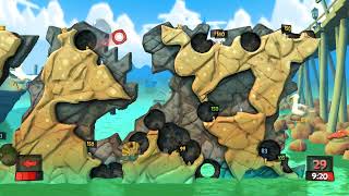 Battle on the Beach in Worms Revolution (Gaming Wheel)