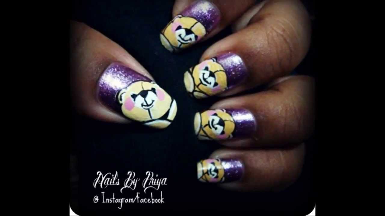 easy teddy bear nail art
