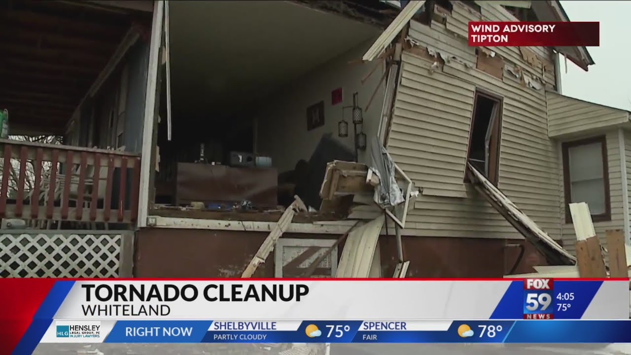 Tornado damage cleanup continues in Whiteland - YouTube