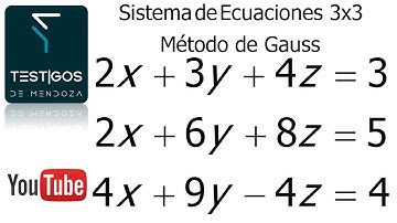 SISTEMAS DE ECUACIONES 3X3. MÉTODO DE GAUSS (EJEMPLO 1)