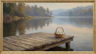 Easter Lakeside Dock | Framed Art TV Wallpaper 4K | Oil Painting | 2 Hours screenshot 1