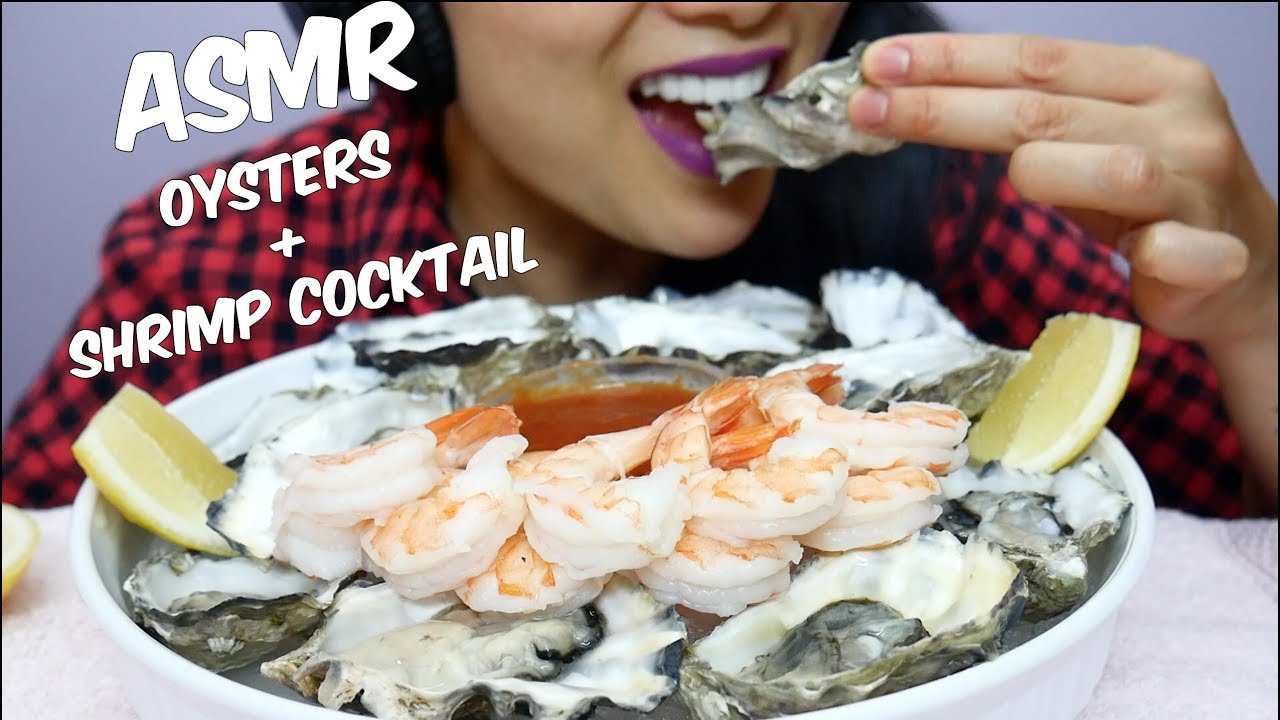 ASMR Shrimp COCKTAIL + FRESH Oysters (EATING SOUNDS) No Talking | SAS-ASMR chewing gum silence
