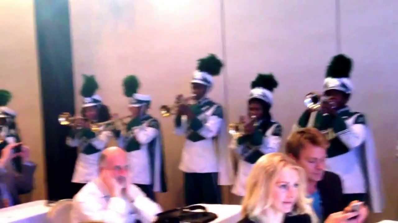 happiness movie Miami Central High Rockets marching band at NATPE conference.