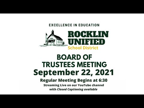 रॉकलिन यूनिफाइड स्कूल डिस्ट्रिक्ट बोर्ड ऑफ ट्रस्टीज की बैठक - सितम्बर 22, 2021