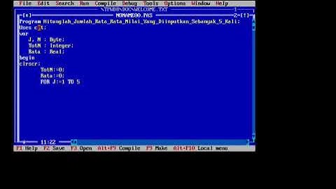Program turbo Pascal: menghitung jumlah nilai rata rata