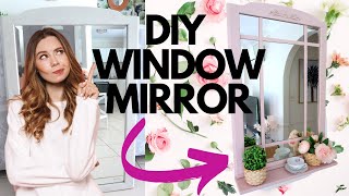 Full DIY Window Mirror on a Budget ~ Mirror Makeover ~ DIY Windowpane Mirror ~ Mirror Upcycle Idea Update