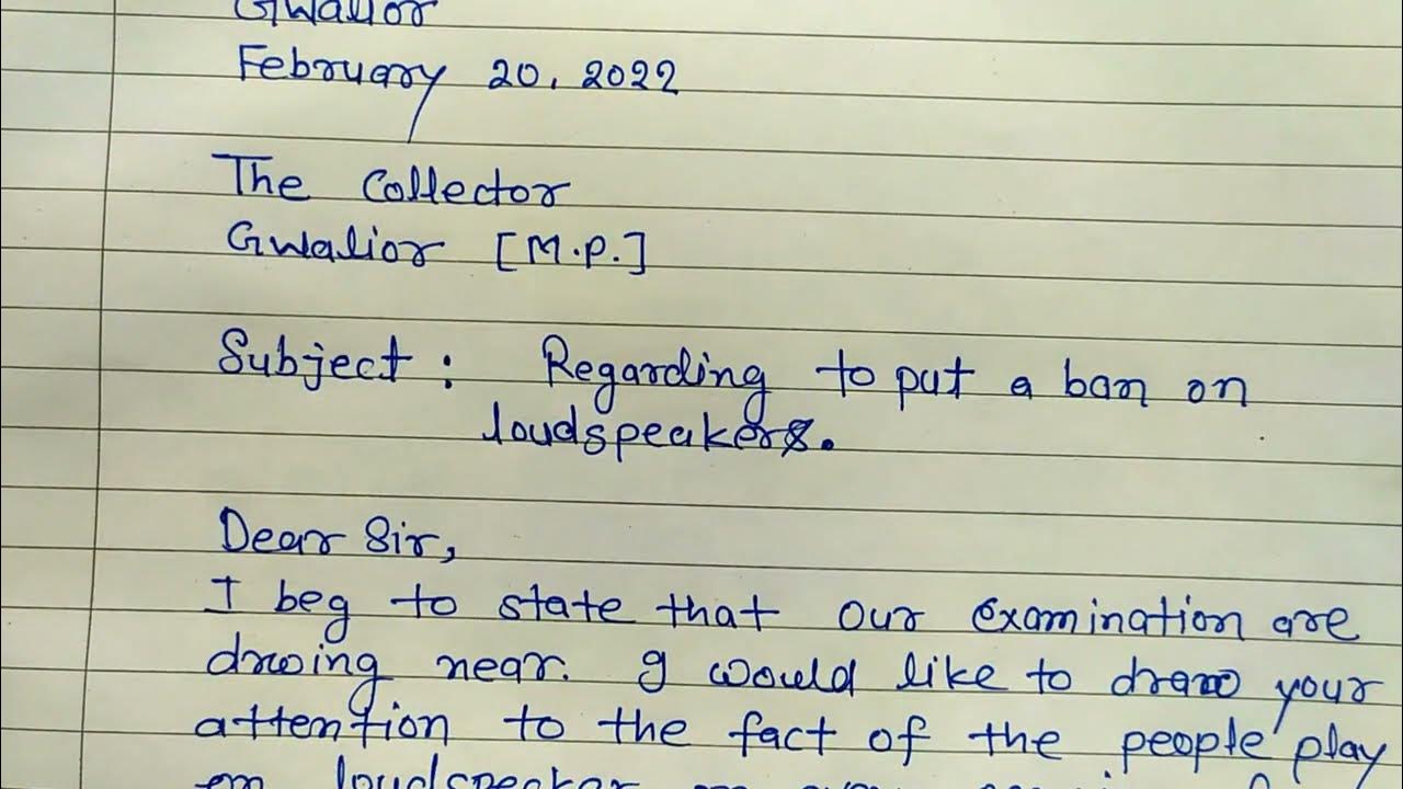 Letter of loudspeaker district collector ! board Exam ! English grammar