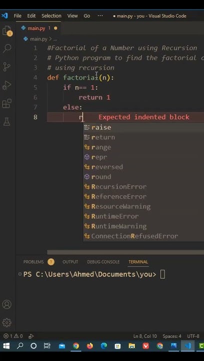 Factorial of a Number using Recursion - YouTube