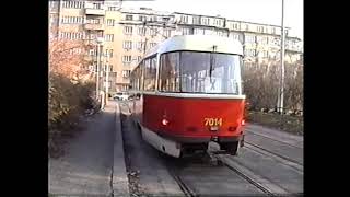 Uwe Koch: Smyčka Olšanské hřbitovy s tramvajemi T3 v prosinci 2001