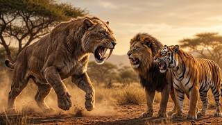 The Deadliest Encounter: Lion &amp; Tiger vs Smilodon Populator