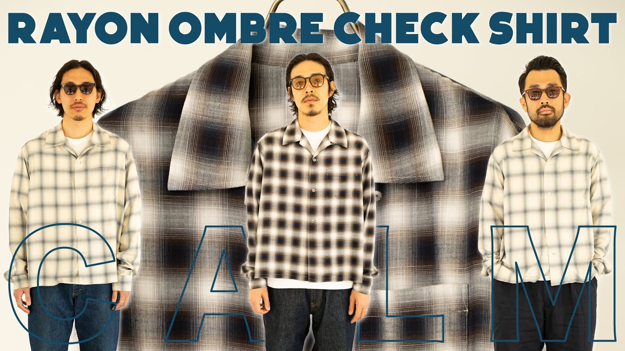 Ombre Check】A must-have vintage shirt! Open collar / Boxy
