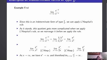 Calculus II, Lecture 7, 1  Indeterminate FormsA