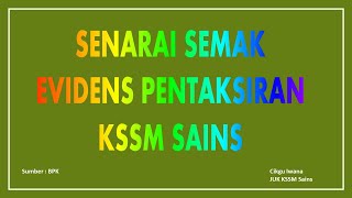 Senarai Semak Evidens Pentaksiran KSSM Sains