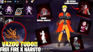 VAZOU TUDO FREE FIRE X NARUTO! 5 NOVOS CONJUNTOS, NOVO SUPER EMOTE E TRANSFORMAÇÃO, NOVO MAPA E MAIS