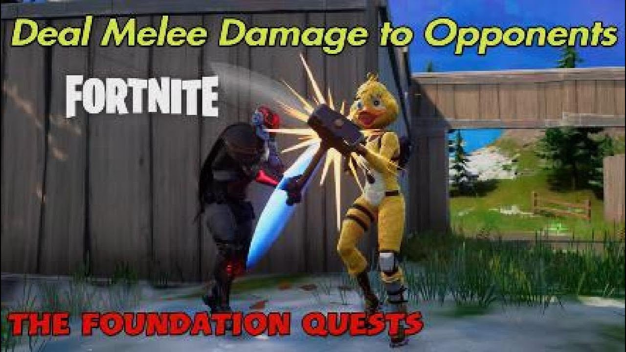 Deal melee damage to opponents, Fortnite The Foundation Quests Chapter 3 Season 1.