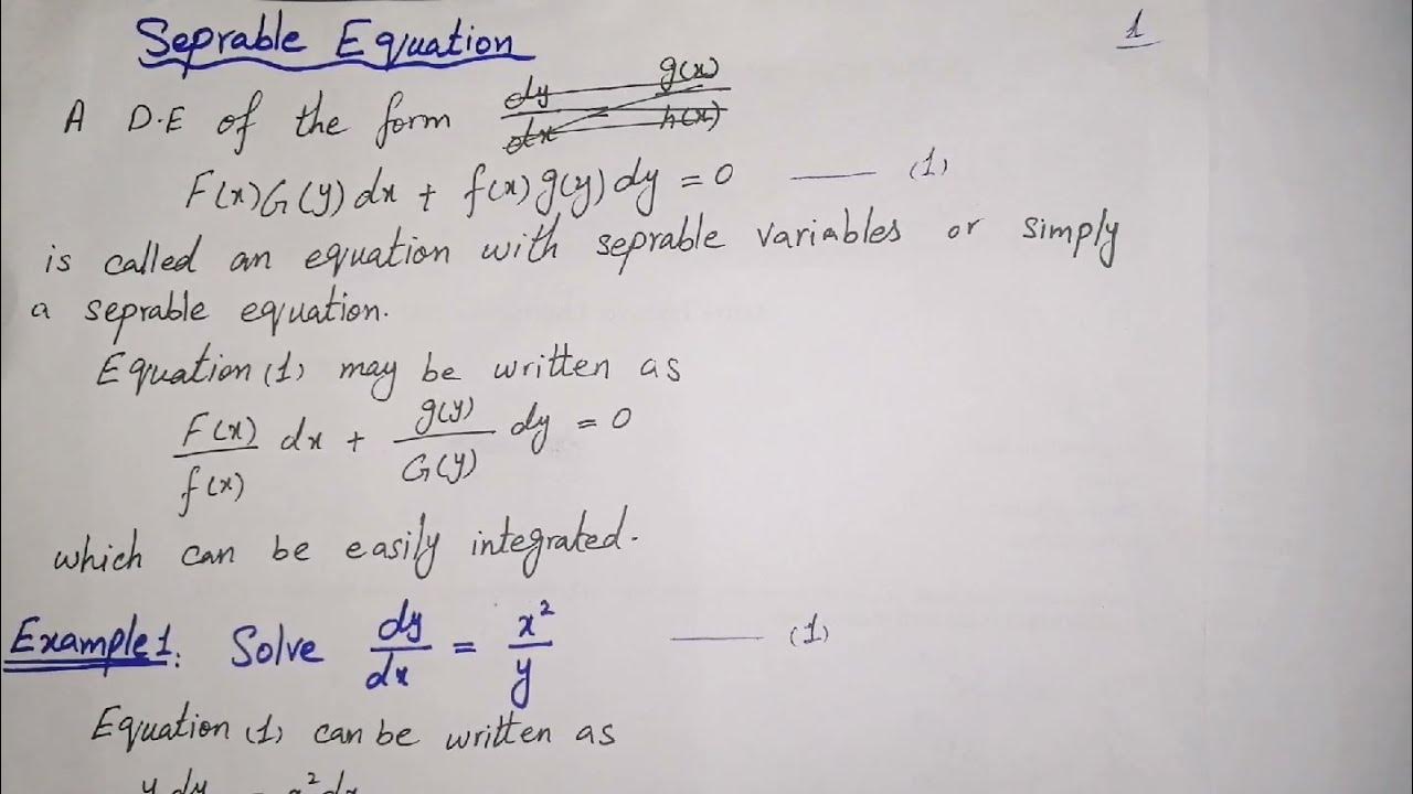 Seprable Equations / Differential equations / lec in Urdu YouTube