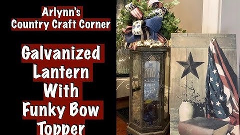 Galvanized Lantern w/Funky Bow Topper